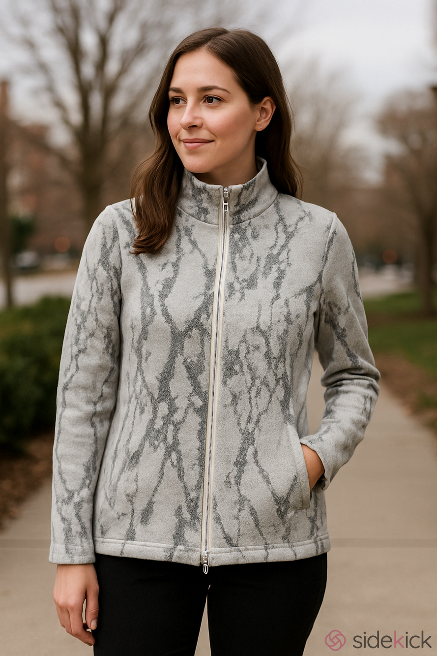 Rachel Zoe Full Zip Sweater Grey Medium